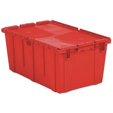 Attached Lid Container, 17.2 gal Volume Cap., 26 7/8 in L, 16 7/8 in W, 12 1/8 in H, Plastic, Red
