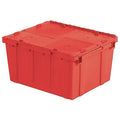 Attached Lid Container, 20.19 gal Volume Cap., 23 7/8 in L, 19 5/8 in W, 12 5/8 in H, Plastic, Red