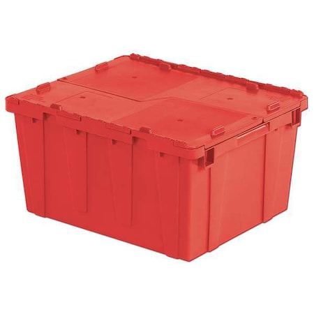 Attached Lid Container, 20.19 gal Volume Cap., 23 7/8 in L, 19 5/8 in W, 12 5/8 in H, Plastic, Red