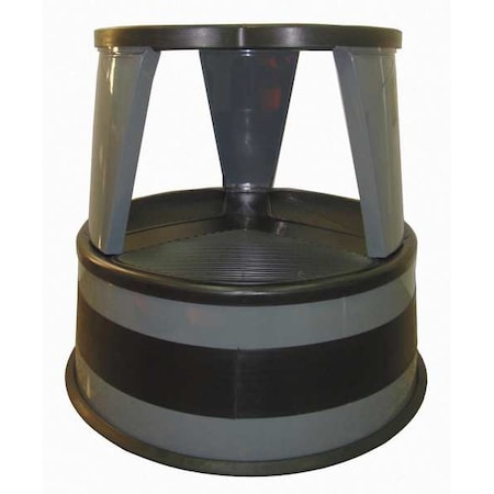 Round Office Stool, 2 Steps, 350 lb Load Capacity, 14 1/2 in Overall Height, Steel, Slate