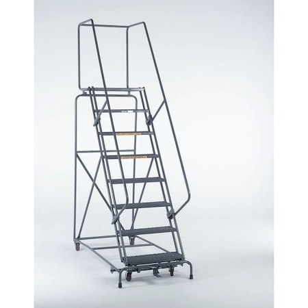 93 in H Steel Rolling Ladder, 6 Steps, 450 lb Load Capacity