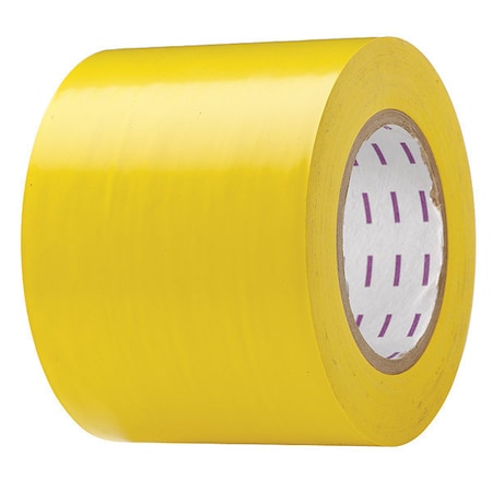 Floor Marking Tape, vinyl, Solid, Yellow, 4 in W., 5 mil Thickness