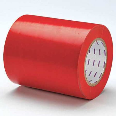 Floor Marking Tape, vinyl, Solid, Red, 6 in W., 5 mil Thickness