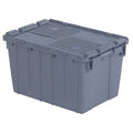 Attached Lid Container, 13.46 gal Volume Cap., 21 3/4 in L, 15 1/4 in W, 12 7/8 in H, Plastic, Gray