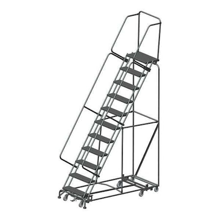 143 in H Steel Rolling Ladder, 11 Steps, 450 lb Load Capacity