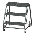 28 1/2 in H Steel Rolling Ladder, 3 Steps, 450 lb Load Capacity