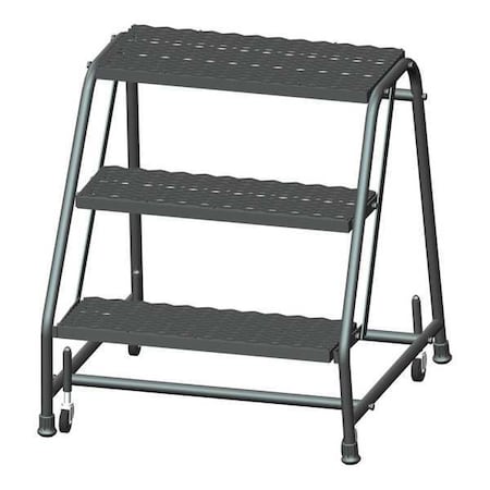 28 1/2 in H Steel Rolling Ladder, 3 Steps, 450 lb Load Capacity