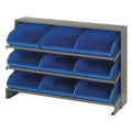 Steel Bench Pick Rack, 12 in D x 21 in H x 36 in W, 3 Shelves, Blue