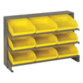 Steel Bench Pick Rack, 12 in D x 21 in H x 36 in W, 3 Shelves, Yellow