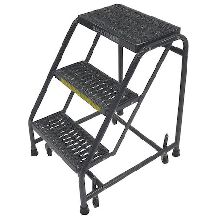 28 1/2 in H Steel Rolling Ladder, 3 Steps, 450 lb Load Capacity