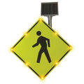 LED Traffic Sign, Pedestrian Crossing Pictogram, Black/Fluorescent Yellow Green, 36" W, 36" H