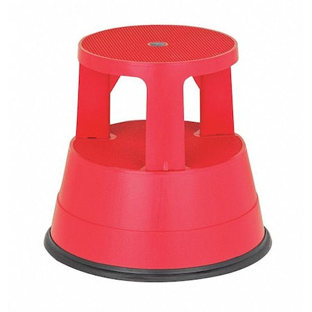Round Office Stool, 2 Steps, 300 lb Load Capacity, 15 in Overall Height, Plastic, Red