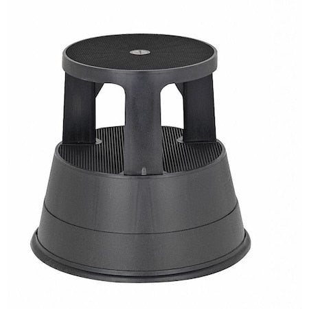 Round Office Stool, 2 Steps, 300 lb Load Capacity, 15 in Overall Height, Plastic, Black