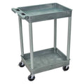 Utility Cart with Deep Lipped Plastic Shelves, 300 lb Load Capacity, 2 Shelves, 24 in L, 18 in W