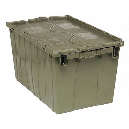 Attached Lid Container, 16.5 gal Volume Cap., 25 3/8 in L, 16 1/4 in W, 13 3/4 in H, Plastic, Gray