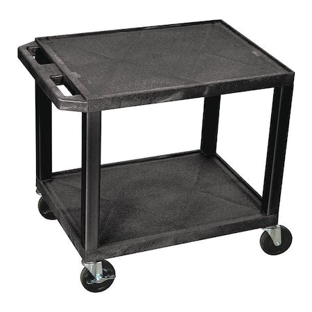 Utility Cart with Lipped Plastic Shelves, Thermoplastic Resin, 200 lb Load Capacity, 2 Shelves