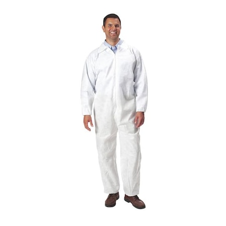 Disposable Coverallss, Collared Coverall, M, SMS, Elastic Wrist, Elastic Ankle, Serged Seam, White