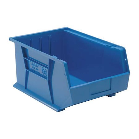 Hang & Stack Storage Bin, Polypropylene, Blue, 8 in H, 11 in W, 16 in L