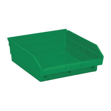 Shelf Storage Bin, Polypropylene, Green, 4 in H, 11 1/8 in W, 11 5/8 in L