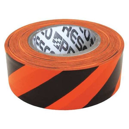 Flagging Tape, No Legend, Black/Orange, 1 3/16 in Wide x 300 ft Length, Vinyl, 2 mil
