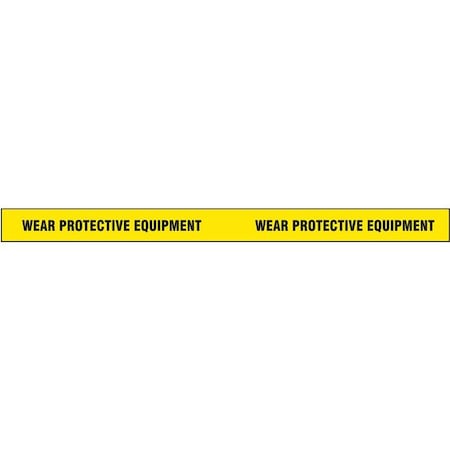 Floor Marking Tape, vinyl, Message, Black, Yellow, 2 in W., 7 mil Thickness