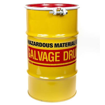 Open Head Transport Drum, Steel, 15 gal, Lined, Yellow