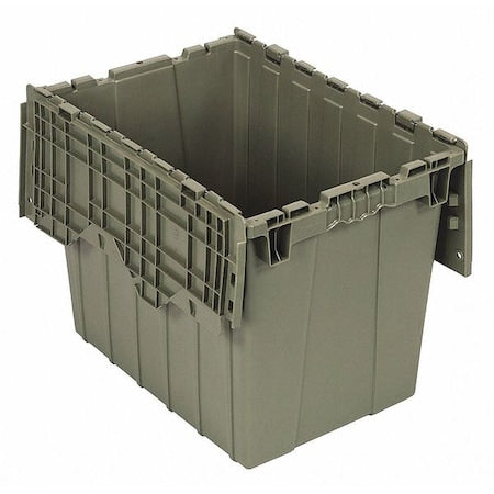 Attached Lid Container, 17.25 gal Volume Cap., 21 7/8 in L, 15 1/8 in W, 17 1/4 in H, Plastic, Gray