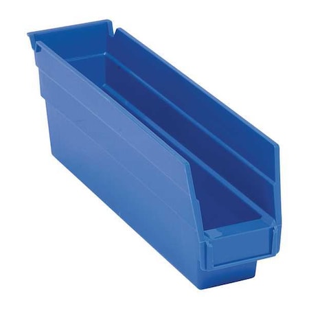 Shelf Storage Bin, Polypropylene, Blue, 4 in H, 2 3/4 in W, 11 5/8 in L