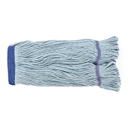5 in String Wet Mop, 22 oz Dry Wt, Quick Change Connection, Looped-End, Blue, PET