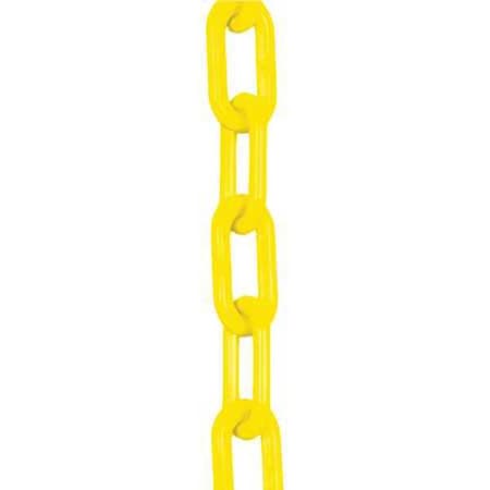 Plastic Chain, Yellow, Outdoor or Indoor, 2 in x 100 ft, Polyethylene, Gloss Finish
