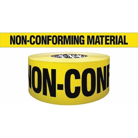 Barricade Tape, Non-Conforming Material, Yellow, 3 in Wide x 1, 000 ft Length, Polyethylene, 4 mil
