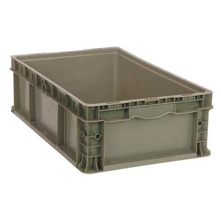 Solid & Stackable Straight Wall Storage Container, 10.5 gal, 24 in L x 15 in W x 9-1/2 in H, Gray