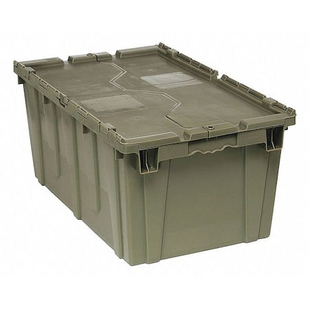 Attached Lid Container, 18.75 gal Volume Cap., 27 3/8 in L, 16 5/8 in W, 12 1/2 in H, Plastic, Gray