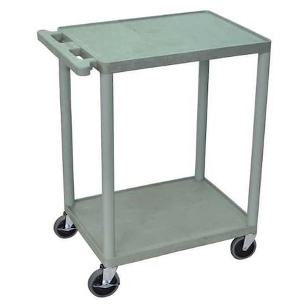Utility Cart with Lipped Plastic Shelves, Polyethylene, 300 lb Load Capacity, 2 Shelves, 24 in L