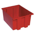 Stack & Nest Storage Container, 9 gal, 19-1/2 in L x 15-1/2 in W x 10 in H, Red, Polyethylene