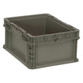Solid & Stackable Straight Wall Storage Container, 3.7 gal, 12 in L x 15 in W x 7-1/2 in H, Gray