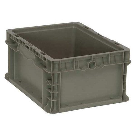 Solid & Stackable Straight Wall Storage Container, 3.7 gal, 12 in L x 15 in W x 7-1/2 in H, Gray