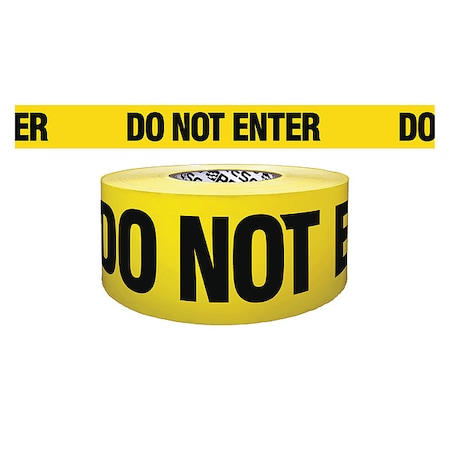 Barricade Tape, Do Not Enter, Yellow, 3 in Wide x 500 ft Length, Polypropylene, 4 mil