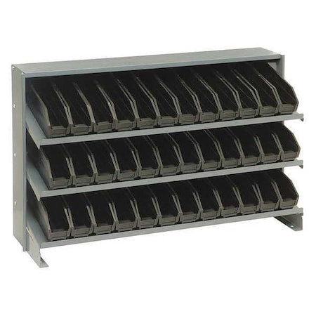 Steel Bench Pick Rack, 12 in D x 21 in H x 36 in W, 3 Shelves, Black