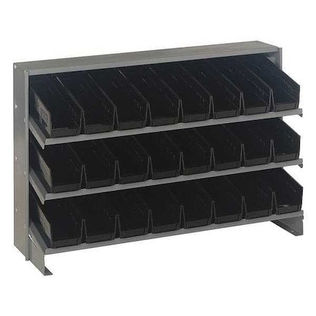 Steel Bench Pick Rack, 12 in D x 21 in H x 36 in W, 3 Shelves, Black