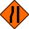 Left Lane Ends Traffic Sign, 30 in Height, 30 in Width, Aluminum, Diamond, No Text