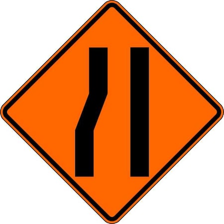 Left Lane Ends Traffic Sign, 30 in Height, 30 in Width, Aluminum, Diamond, No Text