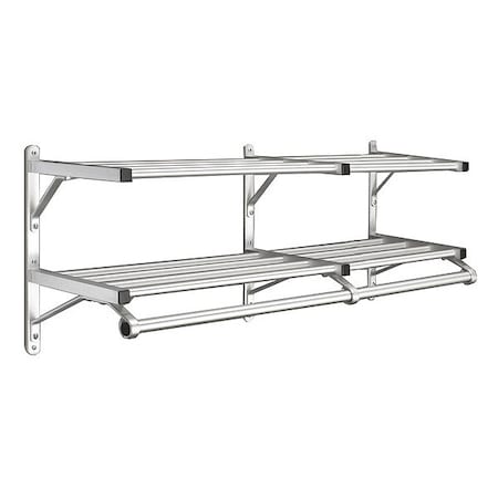 Coat Rack,2 Shelves,36 In W,Satin Alum