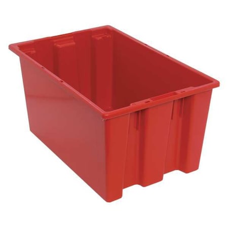 Stack & Nest Storage Container, 12.7 gal, 23-1/2 in L x 19-1/2 in W x 12 in H, Red, Polyethylene
