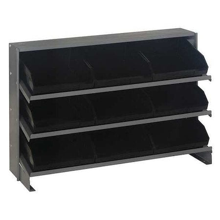 Steel Bench Pick Rack, 12 in D x 21 in H x 36 in W, 3 Shelves, Black