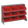 Steel Bench Pick Rack, 12 in D x 21 in H x 36 in W, 3 Shelves, Red
