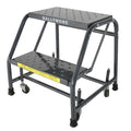 19 in H Steel Rolling Ladder, 2 Steps, 450 lb Load Capacity
