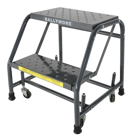 19 in H Steel Rolling Ladder, 2 Steps, 450 lb Load Capacity