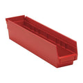 Shelf Storage Bin, Polypropylene, Red, 4 in H, 4 1/8 in W, 17 7/8 in L