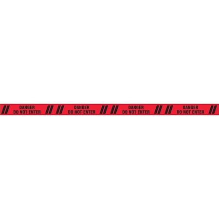 Floor Marking Tape, Polyester, Message, Black, Red, 3 in W., 7 mil Thickness